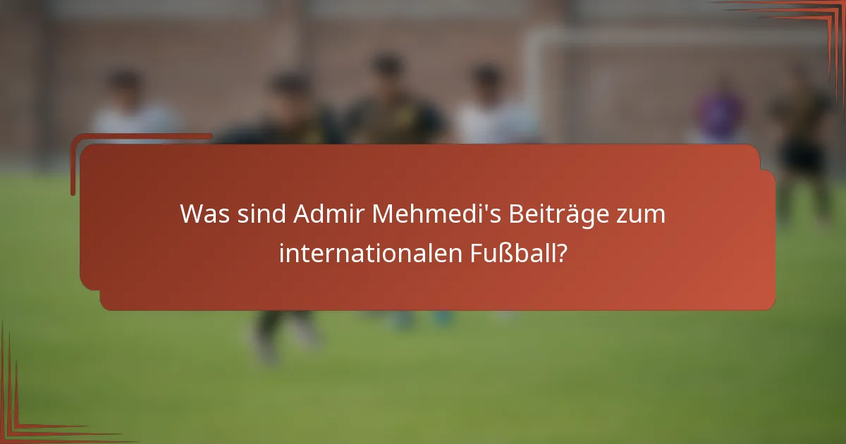 Was sind Admir Mehmedi's Beiträge zum internationalen Fußball?