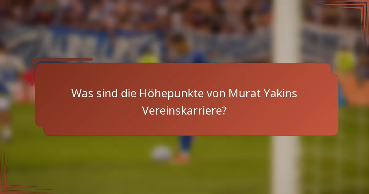 Was sind die Höhepunkte von Murat Yakins Vereinskarriere?