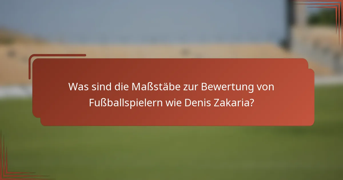 Was sind die Maßstäbe zur Bewertung von Fußballspielern wie Denis Zakaria?