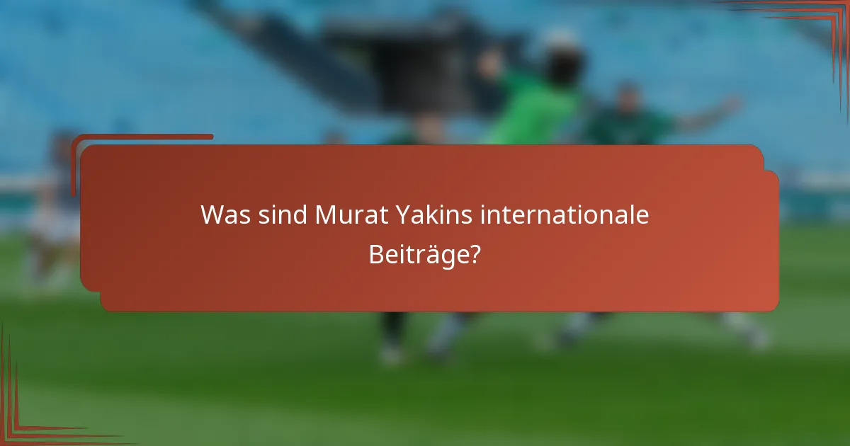 Was sind Murat Yakins internationale Beiträge?