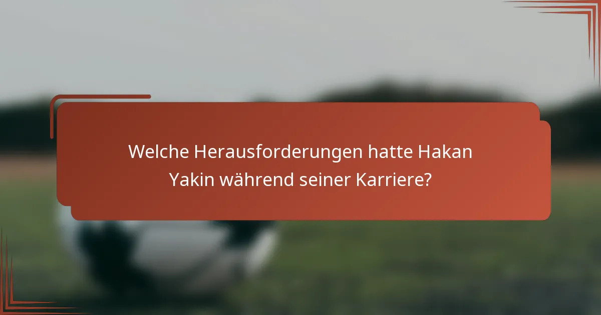 Welche Herausforderungen hatte Hakan Yakin während seiner Karriere?